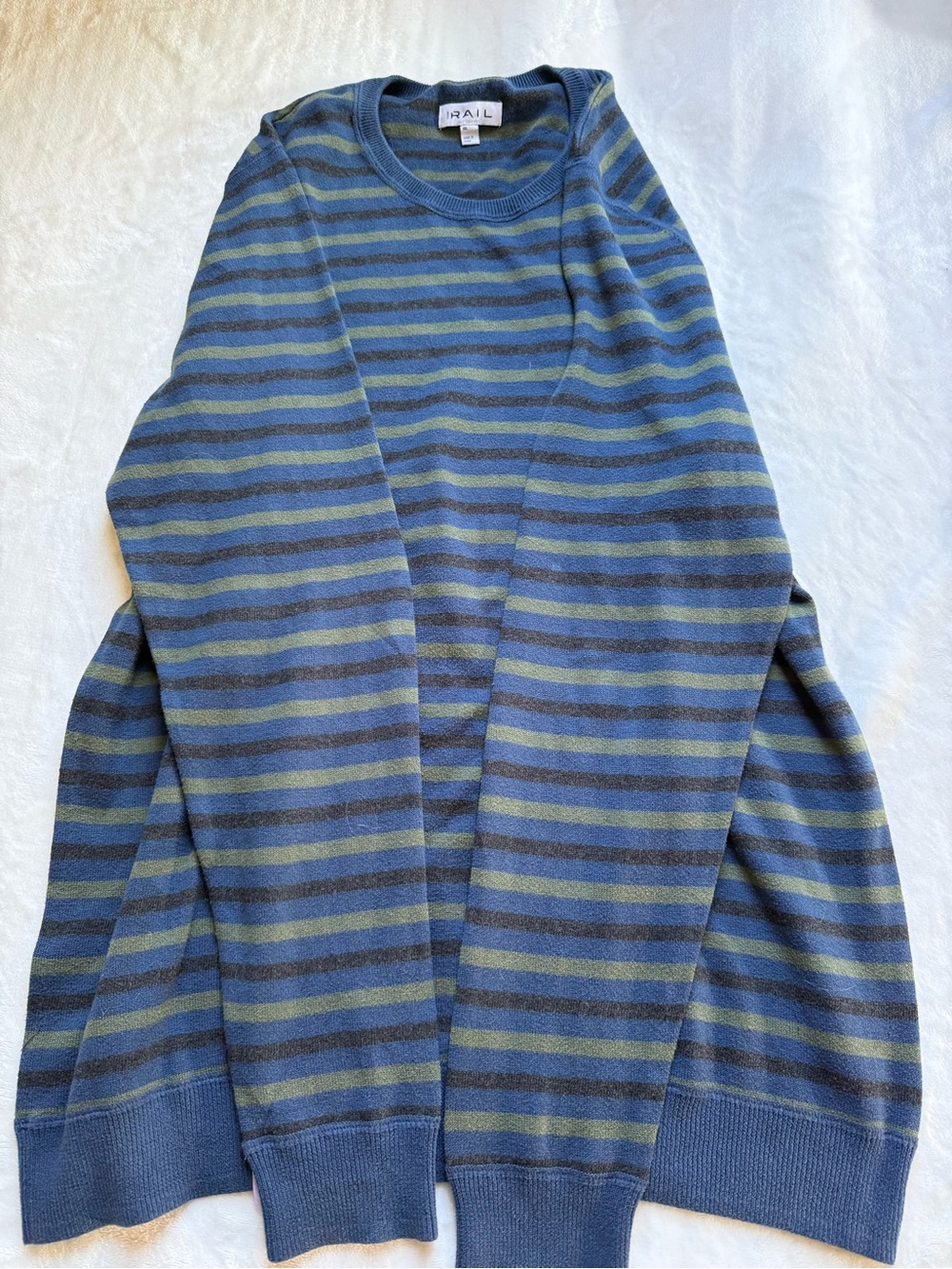 The Rail Blue & Olive Striped Knit Sweater
